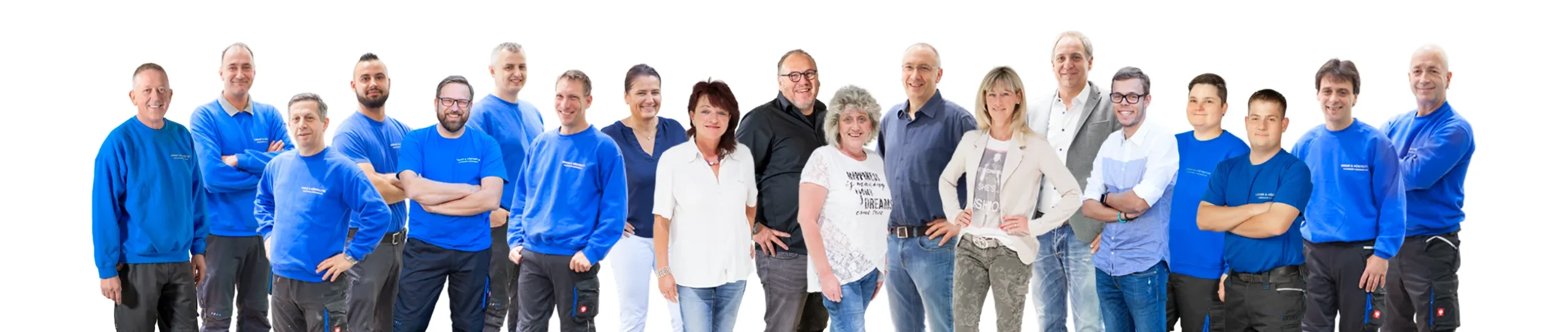 Urban & Hörtreiter | Teamfoto Team von Urban & Hörtreiter in München mit Mitarbeitenden aus Beratung, Verwaltung und Handwerk